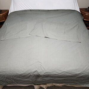 Luxury King Sage Sateen100% Cotton Ultra Soft Damask Duvet Cover Set